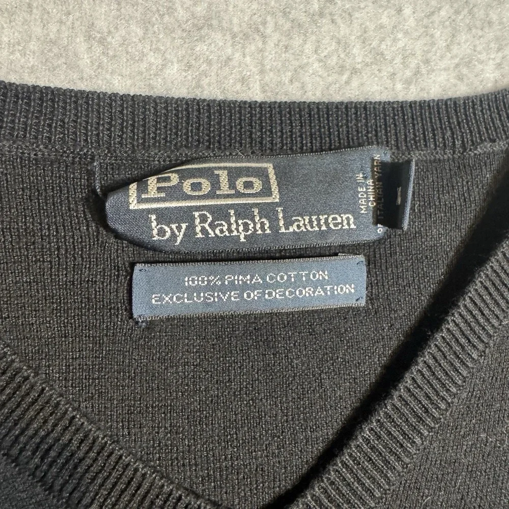 Polo Ralph Lauren Sweater Vest Mens XL Black 100% Pima Cotton Causal Pullover